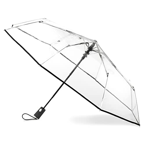 totes Transparenter Regenschirm, automatisches Öffnen, zusammenklappbar, schwarz, Einheitsgröße, Ultra Clear Regenschirm mit automatischer Öffnung von totes