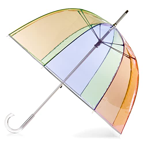 totes Damen und Herren Signature Clear Bubble Regenschirm, leicht, manuell, regenfest und winddicht, regenbogenfarben, Einheitsgröße von totes