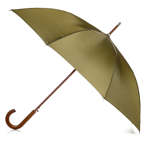 totes Eco Auto Open Regenschirm Classic Holz J Stick Griff mit Easy Grip - Winddicht, Regendicht und Durable Canopy Design - Vielseitige Reisen, perfekt für regnerische Tage, Olivgrün, Einheitsgröße, von totes
