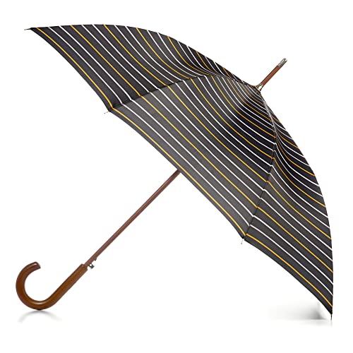 totes Eco Regenschirm mit Holzgriff, J-Stick, Grau/Schwarz, Grau-schwarzes Chevron, Einheitsgröße von totes