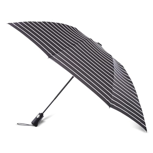 totes Faltbarer Inbrella mit automatischem Öffnen und Schließen und kompaktem, winddichtem Design, Schwarz, 55" Canopy von totes