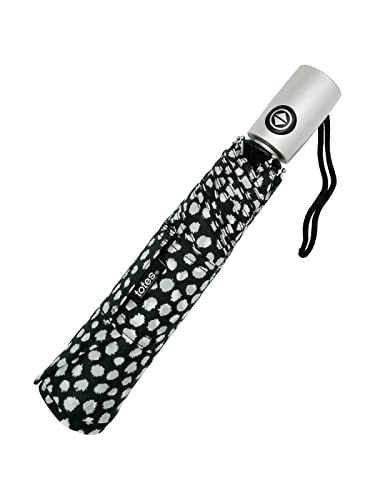 totes NeverWet-Technologie, automatisches Öffnen, automatisches Schließen, Schwarz mit weißen Punkten, 109,2 cm Bogenschirm von totes