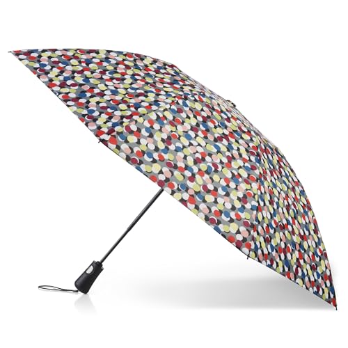 totes Recycelter InBrella - Reverse Close Regenschirm - Faltbarer Regenschirm mit Auto Close Technologie, verbesserter Wetterschutz, winddichtes und kompaktes Design für Reisen, Mehrfarbig gepunktet, von totes