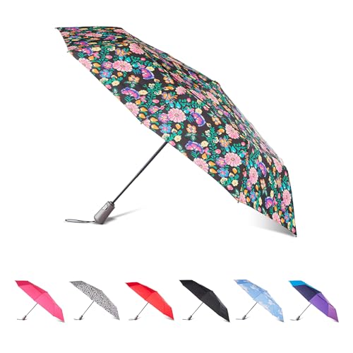 totes Recycelter großer InBrella Reverse Close Faltschirm mit automatischer Öffnung/Schließ-Technologie, Schwarz, 43" Canopy, Transparenter Regenschirm von totes