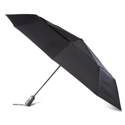 totes Recycelter großer InBrella Reverse Close Faltschirm mit automatischer Öffnung/Schließ-Technologie, Schwarz, 43" Canopy, Transparenter Regenschirm von totes