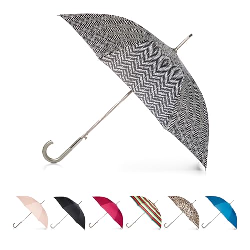 totes Uni Regenschirm mit automatischer Öffnung und J-Griff, Unregelmäßiger Chevron, Einheitsgröße, Automatisch öffnender Regenschirm mit J-Griff von totes