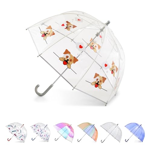 totes VCCUIOB Kids Regenschirm, transparent, Bubble Kids – perfekt für Spaziergänge, Safety, Kindersicherung, mit Pinch-Proof Verschluss und Easy-Grip, gebogen, perfekt für kleine Hände, in von totes