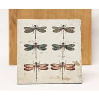 Libellules Große Vintage Fliese/Retro Kachel/ Untersetzer 15x15cm von toultime