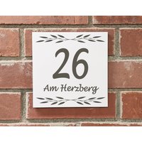 Vintage Fliese 20x20cm Große Hausnummer+straßenname Oder Individueller Aufdruck von toultime