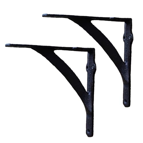 2 Stück Regalwinkel Gusseisen Regalhalterung Metall Regalhalter 90 Grad Dreieckig Wandmontage Dekorative Rustikale Regalträger für Zuhause,Büro,Garten,mit Schrauben,Schwarz von tow000ack