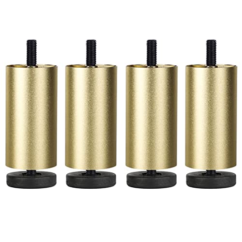 4 Stück Aluminiumlegierung Sofafüße Metall Möbelfüße Höhenversteller Schrankstützbeine,Nachttisch Bett Couchtisch Ersatzfüsse,Möbelbein mit M6-Gewinde,Belastbar bis 300 Kg (10cm(3.9in),Gold) von tow000ack