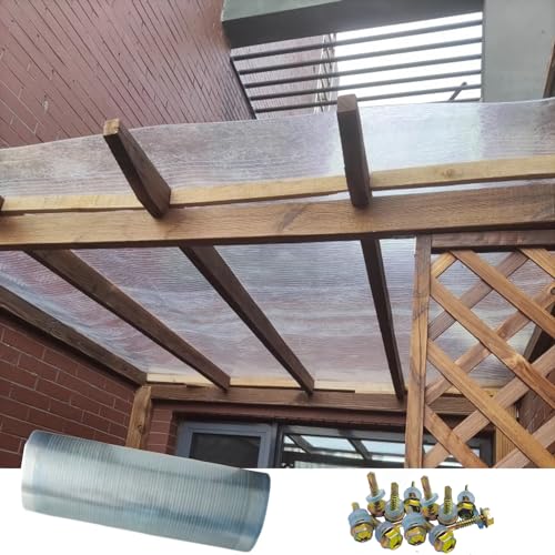 Polycarbonat Universal Platten UV-beständig Dachblech Gewächshausplatten Vordach für Dach,Carport,Terrasse,Wintergarten,Fenster Tür Vordächer,Leicht zu Biegen und zu Schneiden (1 * 10m) von tow000ack