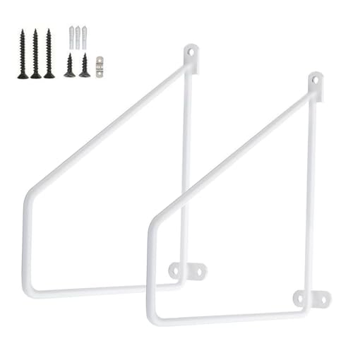 tow000ack 2 Stück Regalträger Metall 90 Grad Regalwinkel Schwerlastträger Regalkonsole Wandregal Schwimmende Regalhalterung Regalstützen für Zuhause,Büro,Garten,mit Schrauben,Weiß (15cm(5.9in)) von tow000ack