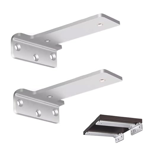 tow000ack 2 Stück Regalwinkel Edelstahl L-förmige Recht Winklige Wandhalterung Halterung,Schwimmende Regalhalterung Unsichtbar Schwerlast Metall Regalträger,mit Schrauben,Silber (146mm) von tow000ack