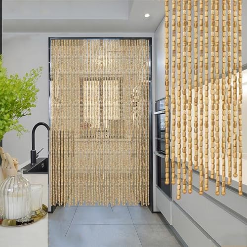 tow000ack Bambus Perlenvorhang Türvorhang Hängender Bambusvorhang Dekoration Teilervorhänge Panel Fadenvorhang für Wohnzimmer Schlafzimmer Balkontür,Breite x Höhe (Wood,60cm x 190cm(60 Stränge) von tow000ack