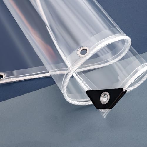 tow000ack Plane Durchsichtig FüR AußEnbereich Wasserdicht Abdeckplane,0,35mm Transparente PVC Plane mit Ösen,Wetterfeste Plane,Camping Vordach Pflanzendach Faltbar Schutzplane (1,8m x 2,2m) von tow000ack
