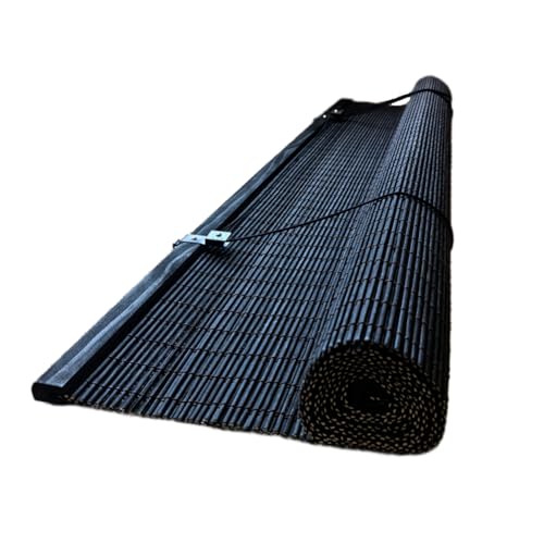 tow000ack Schwarz Bambus Rollo Rollläden Bambusrollo Raffrollo aus Bambus Sichtschutz Sonnenschutz Jalousie für Türen & Fenster,Blickdicht,Natur,Anpassbare Farben,Breite x Höhe (95cm x 200cm) von tow000ack