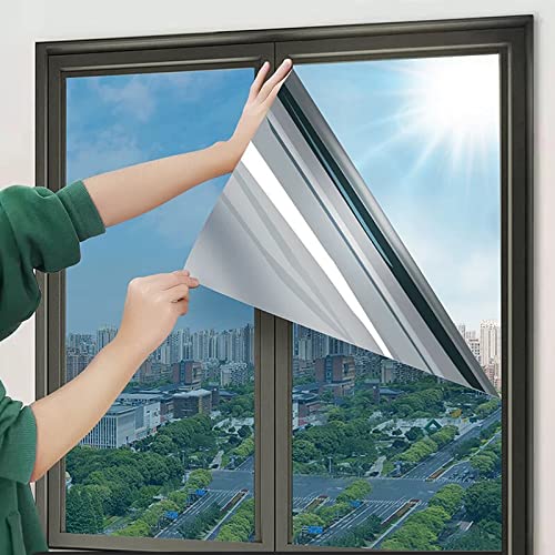 tow000ack UV-Schutz Sonnenschutzfolie Fenster innen oder außen,Spiegelfolie Selbstklebend Reflektierende Fensterfolie Sichtschutz Folie Wärmeisolierung Klebefolie,Anpassbar (W*L:90x100cm(35x39in)) von tow000ack