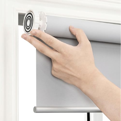 tow000ack Verdunkelungsrollo Ohne Bohren,Grau Polyester Stoff,Thermorollo Sichtschutz Sonnenschutz Fenster Rollo innen Fenster,Für Zuhause Büro Badezimmer,Anpassbar,Breite x Höhe (155cm x 150cm) von tow000ack