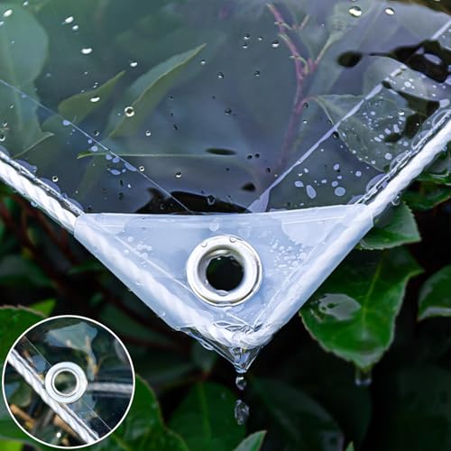 tow000ack Wasserdicht Transparent Plane mit Ösen 0,3 mm Abdeckplane Regenschutz Windschutz Vordächer Faltbar Abdeckfolie Für Balkon Pflanzengewächshaus Garten,365 g/㎡,Mit Seil (1,5m x 2,5m) von tow000ack