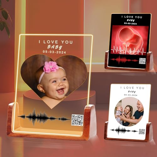 Klangwellenkunst auf Acrylglas – Personalisierte Soundwave Kunst mit eigenem Bild und QR-Code, Individuelles Geschenk für Hochzeit, Jubiläum, Gedenkanlässe oder Besondere Momente von toyofmine