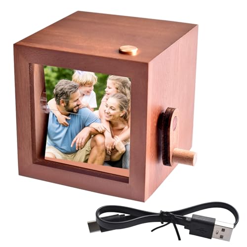 Personalisierte Foto Flipbook Rahmen Fotorahmen - Animation Machine Mechanische Hand-kurbelnde Flipbook Box Fotoalbum mit Licht - Fotogeschenke Personalisiert für Freundin von toyofmine