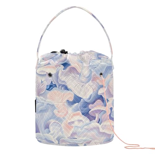 Abstrakte Pilze, digitale Illustration, blau, rosa, weiß, Garnbeutel, Aufbewahrungs-Organizer-Tasche mit Löchern für Kunstbedarf, Reisezubehör Abstrakte Pilze, digitale Illustration, blau, rosa, weiß, Garnbeutel, Aufbewahrungs-Organizer-Tasche mit Löchern für Kunstbedarf, Reisezubehör von tplaotee