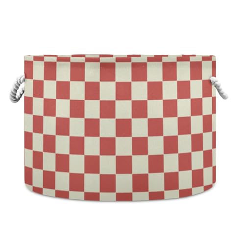 Aufbewahrungskorb, faltbar, wasserdicht, mit stabilem Griff, rund, dekorative Aufbewahrung für Handtücher, Rot / Beige Aufbewahrungskorb, faltbar, wasserdicht, mit stabilem Griff, rund, dekorative Aufbewahrung für Handtücher, Rot / Beige von tplaotee