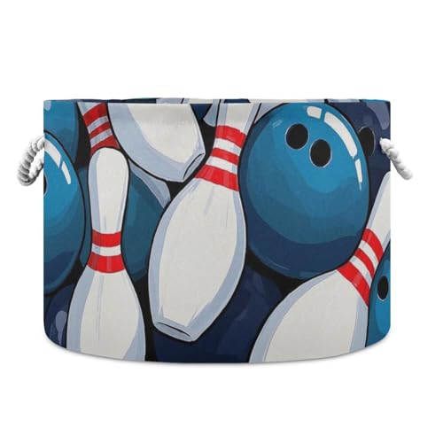 Aufbewahrungskorb für Bowling, Cartoon-Sport, zusammenklappbar und wasserdicht, mit stabilem Griff, extra große Behälter für Abstellraum, Wohnmobil Aufbewahrungskorb für Bowling, Cartoon-Sport, zusammenklappbar und wasserdicht, mit stabilem Griff, extra große Behälter für Abstellraum, Wohnmobil von tplaotee