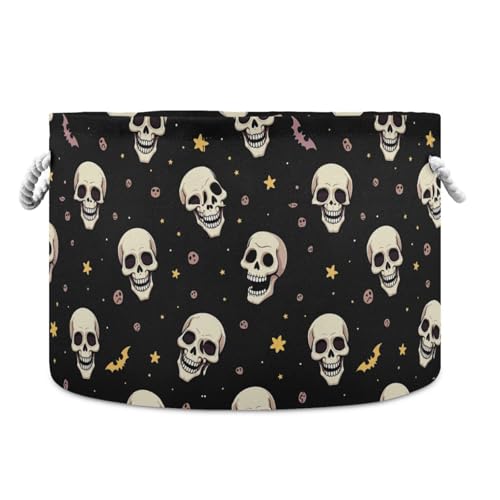 Aufbewahrungskorb für Halloween, Motiv: weiße Totenköpfe und gelbe Sterne, faltbarer und wasserdichter Wäschekorb mit stabilen Grifftaschen, dekorative Aufbewahrung für Büro-Schreibtisch-Werkzeug Aufbewahrungskorb für Halloween, Motiv: weiße Totenköpfe und gelbe Sterne, faltbarer und wasserdichter Wäschekorb mit stabilen Grifftaschen, dekorative Aufbewahrung für Büro-Schreibtisch-Werkzeug von tplaotee