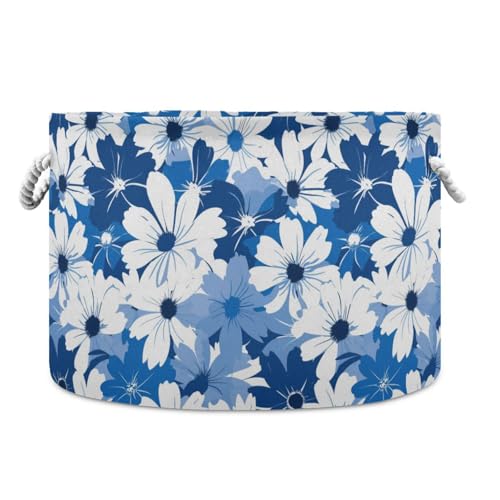 Aufbewahrungskorb für Kleidung, faltbar, wasserdicht, mit stabilem Griff, große Aufbewahrungskörbe für Badezimmer, Garage, Steppdecke, Blau und Blumen und Weiß Aufbewahrungskorb für Kleidung, faltbar, wasserdicht, mit stabilem Griff, große Aufbewahrungskörbe für Badezimmer, Garage, Steppdecke, Blau und Blumen und Weiß von tplaotee