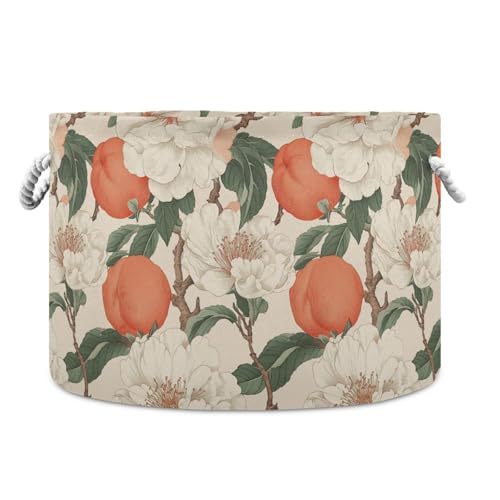 Aufbewahrungskorb im Vintage-Stil, Pfirsichblüten, faltbar, wasserdicht, mit stabilen Griffen, dekorative Behälter für Badezimmer, Regal, Decke Aufbewahrungskorb im Vintage-Stil, Pfirsichblüten, faltbar, wasserdicht, mit stabilen Griffen, dekorative Behälter für Badezimmer, Regal, Decke von tplaotee