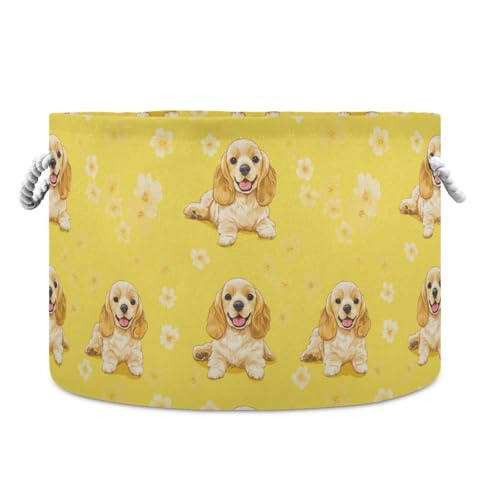 Aufbewahrungskorb mit Cartoon-Motiv "Cunning Cocker Spaniel", faltbar, wasserdicht, Spielzeugaufbewahrung mit stabilem Griff, dekorativ, Aufbewahrungsbehälter für Büro-Utensilien, Gelb Aufbewahrungskorb mit Cartoon-Motiv "Cunning Cocker Spaniel", faltbar, wasserdicht, Spielzeugaufbewahrung mit stabilem Griff, dekorativ, Aufbewahrungsbehälter für Büro-Utensilien, Gelb von tplaotee