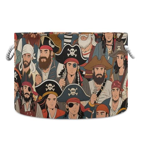 Aufbewahrungskorb mit Retro-Cartoon-Piraten-Motiv, zusammenklappbar und wasserdicht, mit stabilem Griff, große Aufbewahrungskörbe für Büro, Regal, Kleidung Aufbewahrungskorb mit Retro-Cartoon-Piraten-Motiv, zusammenklappbar und wasserdicht, mit stabilem Griff, große Aufbewahrungskörbe für Büro, Regal, Kleidung von tplaotee