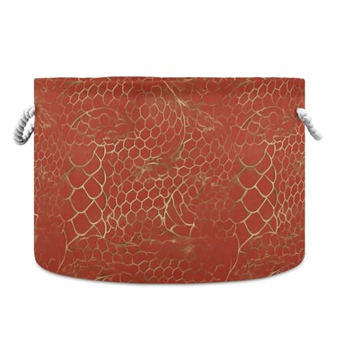 Aufbewahrungskorb mit Schlangenhautfellstruktur, zusammenklappbar und wasserdicht, mit stabilem Griff, Aufbewahrungskorb für Zimmer, Handtuch, Rot / Gold Aufbewahrungskorb mit Schlangenhautfellstruktur, zusammenklappbar und wasserdicht, mit stabilem Griff, Aufbewahrungskorb für Zimmer, Handtuch, Rot / Gold von tplaotee