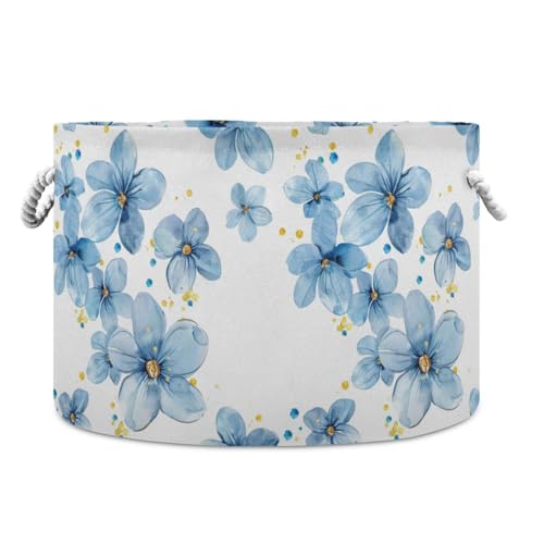 Aufbewahrungskorb mit blauem Blumenmotiv, zusammenklappbar und wasserdicht, mit stabilem Griff, Korb für Büro, Schreibtisch, Handtuch von tplaotee