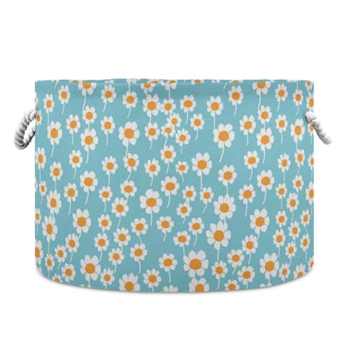 Aufbewahrungskorb mit mehreren Gänseblümchen, zusammenklappbar und wasserdicht, mit stabilem Griff, Seilaufbewahrung für Zimmer, Waschküche, Handtuch von tplaotee