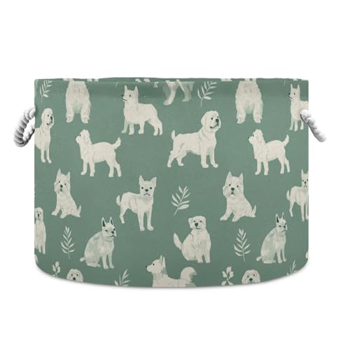 Aufbewahrungskorb mit niedlichem weißem Hund, zusammenklappbar und wasserdicht, mit stabilem Griff, große Aufbewahrungskörbe für Badezimmer, Regal, Schuhe Aufbewahrungskorb mit niedlichem weißem Hund, zusammenklappbar und wasserdicht, mit stabilem Griff, große Aufbewahrungskörbe für Badezimmer, Regal, Schuhe von tplaotee