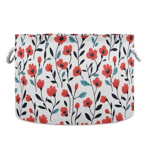 Aufbewahrungskorb mit roten Blumen, schwarzen Blättern, Retro-Cartoon-Motiv, faltbar und wasserdicht, Stoff-Aufbewahrungskörbe mit stabilem Griff, für Schrank, Schlafzimmer, Handtuch Aufbewahrungskorb mit roten Blumen, schwarzen Blättern, Retro-Cartoon-Motiv, faltbar und wasserdicht, Stoff-Aufbewahrungskörbe mit stabilem Griff, für Schrank, Schlafzimmer, Handtuch von tplaotee