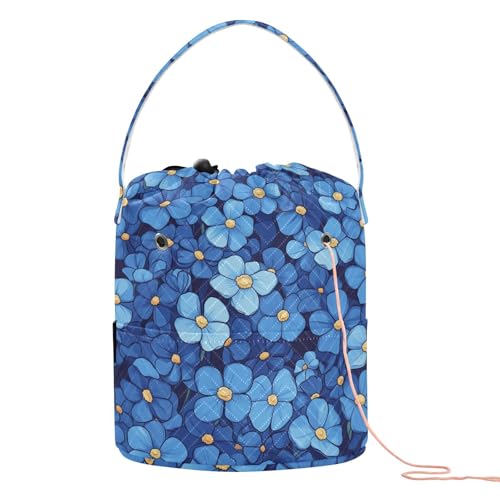 Aufbewahrungstasche mit mehreren blauen Blumen und Löchern für Häkelnadeln, Stricken Aufbewahrungstasche mit mehreren blauen Blumen und Löchern für Häkelnadeln, Stricken von tplaotee