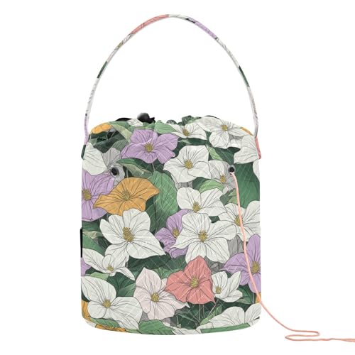 Beauty Spring Häkeltasche mit bunten Blumen zum Häkeln mit Löchern für Häkelhalter, Garn-Organizer Beauty Spring Häkeltasche mit bunten Blumen zum Häkeln mit Löchern für Häkelhalter, Garn-Organizer von tplaotee