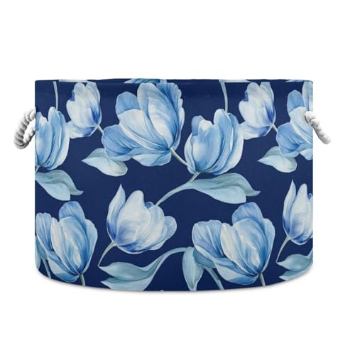 Beauty Tulips Aufbewahrungskorb, zusammenklappbarer und wasserdichter Aufbewahrungskorb mit stabiler Grifftasche, dekorative Aufbewahrungsbehälter für Küche, Regal, Decke, Königsblau Beauty Tulips Aufbewahrungskorb, zusammenklappbarer und wasserdichter Aufbewahrungskorb mit stabiler Grifftasche, dekorative Aufbewahrungsbehälter für Küche, Regal, Decke, Königsblau von tplaotee