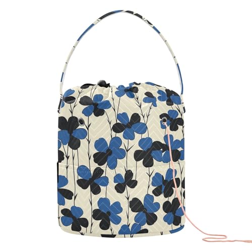 Blaue Blumen Garnaufbewahrung Häkeltaschen Häkeln mit Löchern für Häkelhalter Handwerk Aufbewahrung Blaue Blumen Garnaufbewahrung Häkeltaschen Häkeln mit Löchern für Häkelhalter Handwerk Aufbewahrung von tplaotee