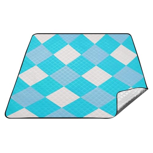 Blaue Raute karierte wasserdichte Strandmatte, wasserabweisend, Camping-Bodenmatte für 4 bis 6 Erwachsene, Paare, Geschenk, Tapete de Picknick Blaue Raute karierte wasserdichte Strandmatte, wasserabweisend, Camping-Bodenmatte für 4 bis 6 Erwachsene, Paare, Geschenk, Tapete de Picknick von tplaotee