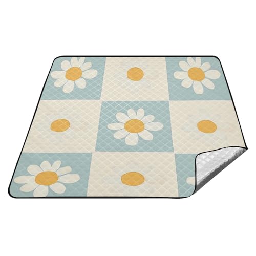 Blaue karierte Gänseblümchen, wasserdichte Strandmatte, wasserabweisend, Rasen, sandabweisend, Stranddecke für 4 bis 6 Erwachsene, Paare, Geschenk, alfombra para picnic Blaue karierte Gänseblümchen, wasserdichte Strandmatte, wasserabweisend, Rasen, sandabweisend, Stranddecke für 4 bis 6 Erwachsene, Paare, Geschenk, alfombra para picnic von tplaotee