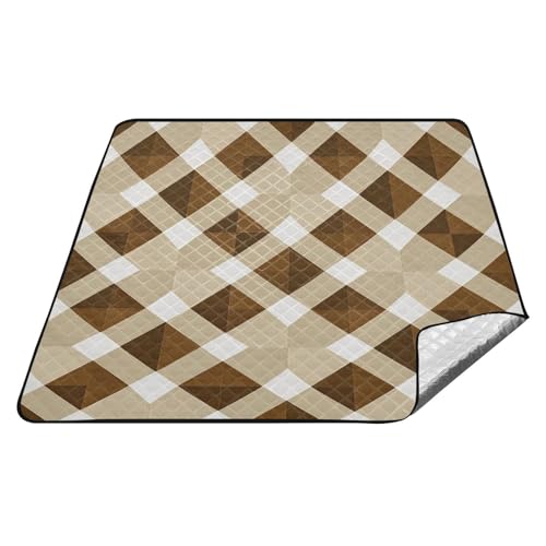 Braunes kariertes Karomuster, wasserdicht, Outdoor-Decken, tragbare Rasen-Gartenmatte für Outdoor, Frauen, Picknickartikel, Tapete de Picknick von tplaotee