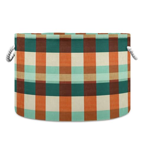 Buffalo Plaid Check Terrakotta Türkis Aufbewahrungskorb Faltbarer und wasserdichter Wäschekorb mit Griffen und stabilem Griff für Zimmer Schreibtisch Kinder Buffalo Plaid Check Terrakotta Türkis Aufbewahrungskorb Faltbarer und wasserdichter Wäschekorb mit Griffen und stabilem Griff für Zimmer Schreibtisch Kinder von tplaotee