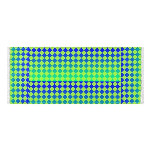 Buffalo Plaid Gelb Blau Grün Farbverlauf Spitze Rand Kühlschrank Top Cover mit Seitentasche Stabile Waschmaschine Staubschutz Matte Passend für die meisten Waschmaschinen oder Trockner von tplaotee
