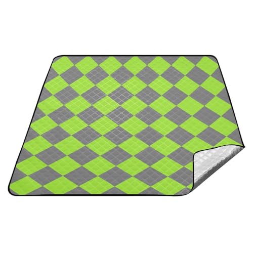 Buffalo Plaid Grau Gelb Grün Wasserdicht Strand Notwendigkeiten XXL Party Camping Decke Packbar für Boden Sommer Geschenk Mantas para la playa von tplaotee