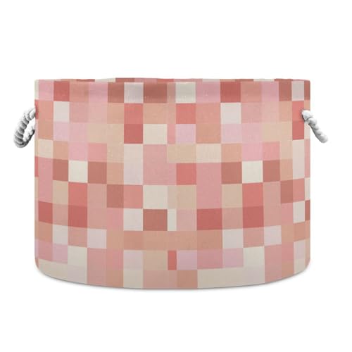 Buffalo Plaid Kariert Pink Aufbewahrungskorb faltbar und wasserdicht Spielzeug Aufbewahrung mit stabilem Griff Sachen Taschen Aufbewahrung für Zimmer Küche Handtuch von tplaotee